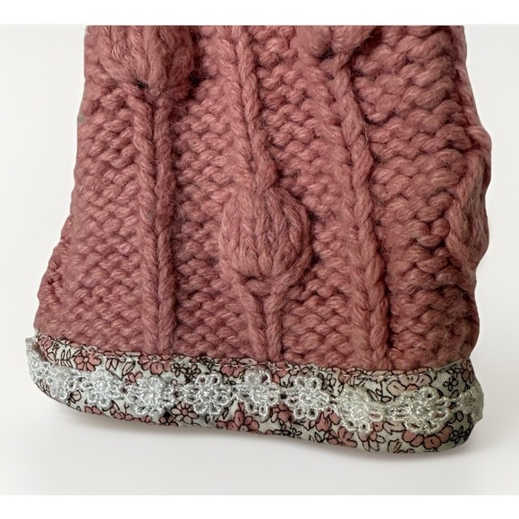 Kenji Handknit Small Pink Cropped Cable Knit Cardigan Shawl Collar Cottagecore - Picture 6 of 7